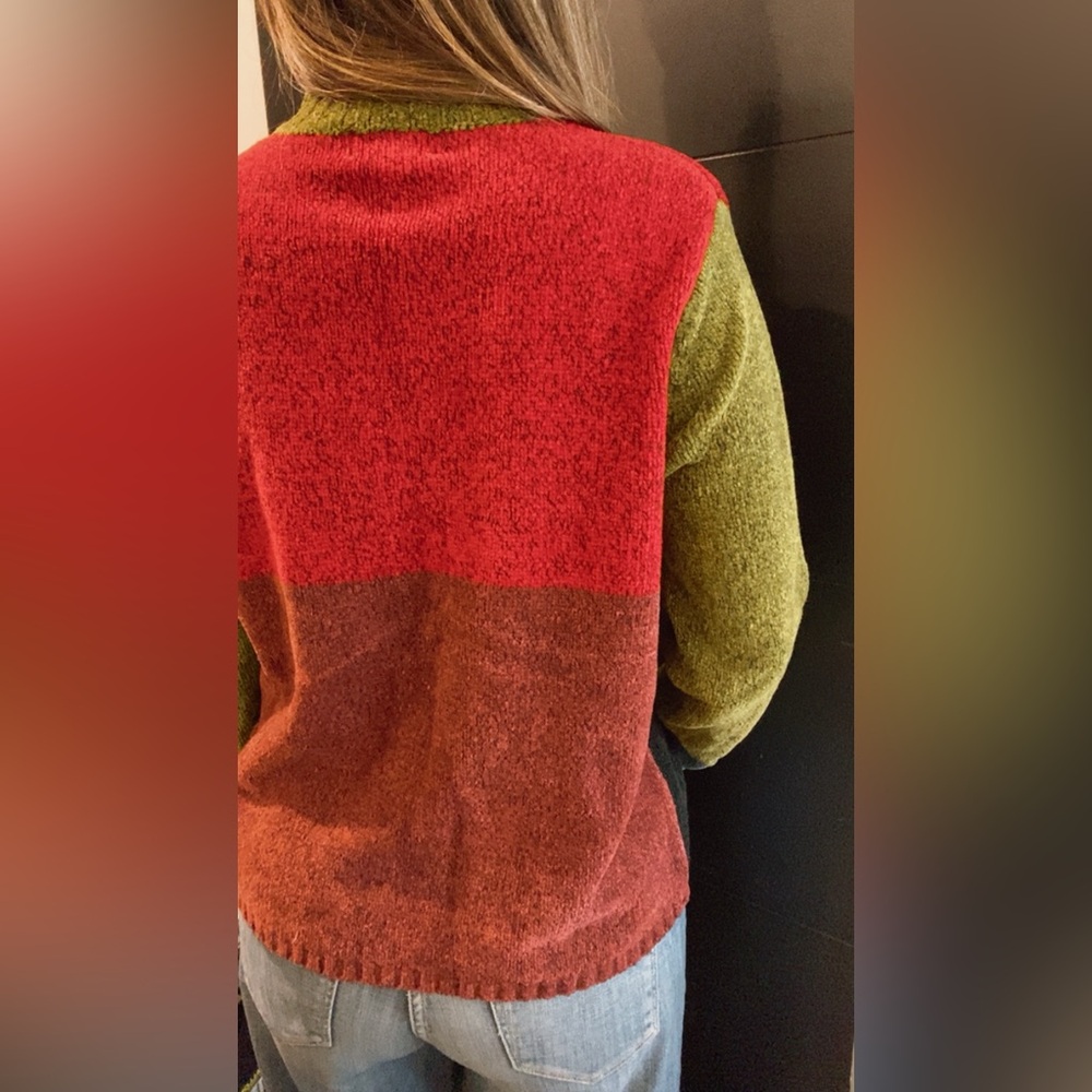 Vintage 90s chenille patchwork sweater - image 5